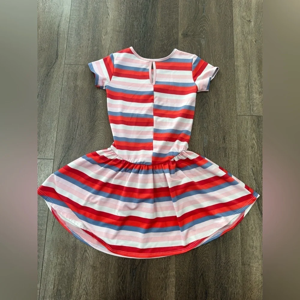 Dot Dot Smile Red and Blue Striped Kids Dress